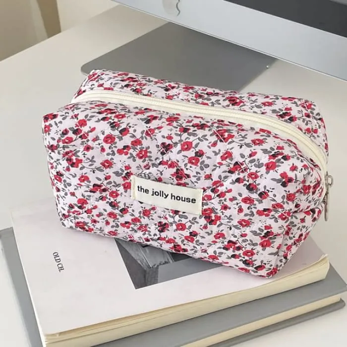 Floral Fabric Makeup Bag / Pencil Case