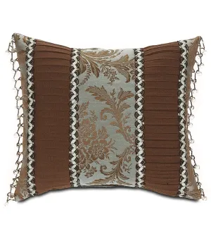 Foscari Mocha Pleated Throw Pillow Cover 15x18