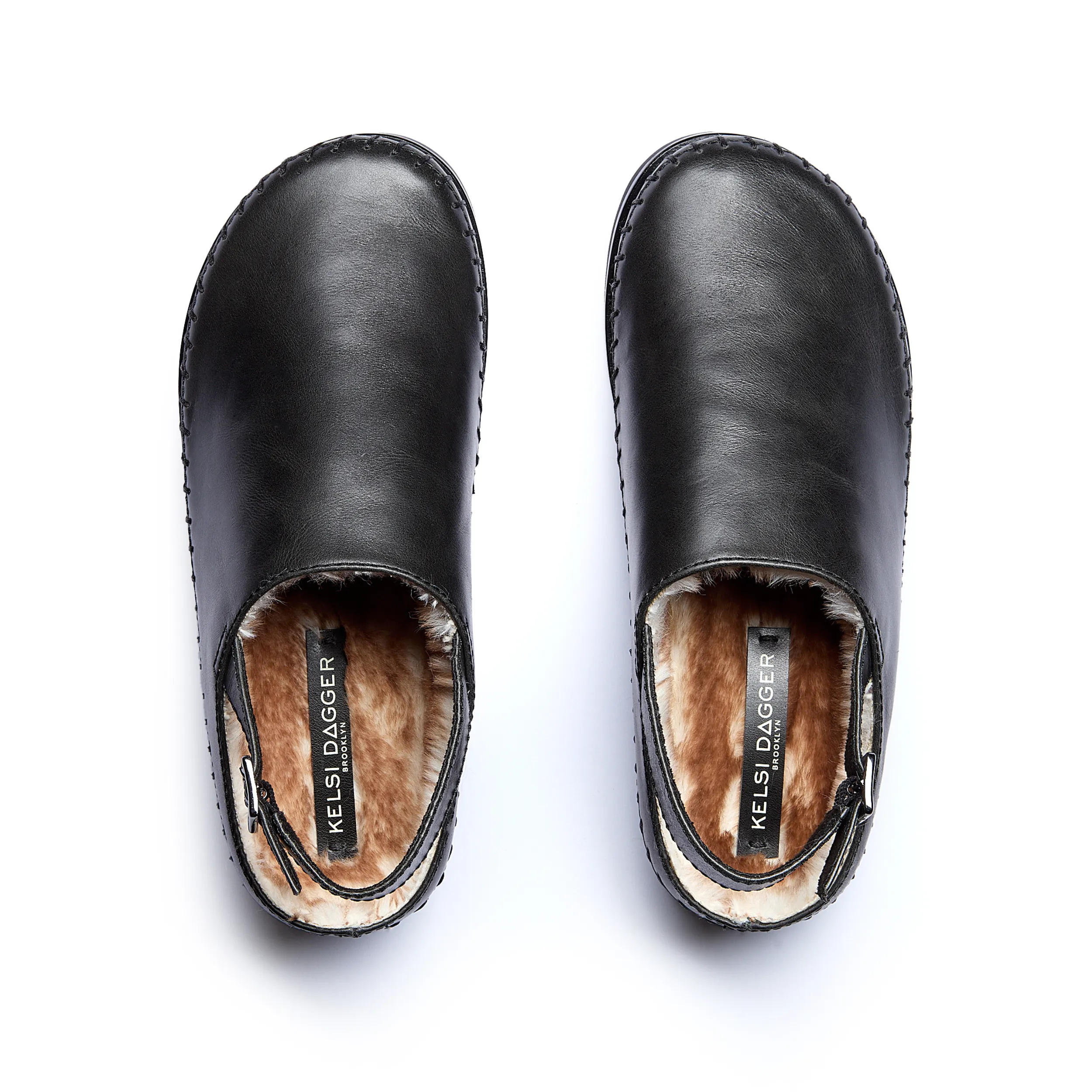 Freddy Black Faux Fur Slingback Clogs