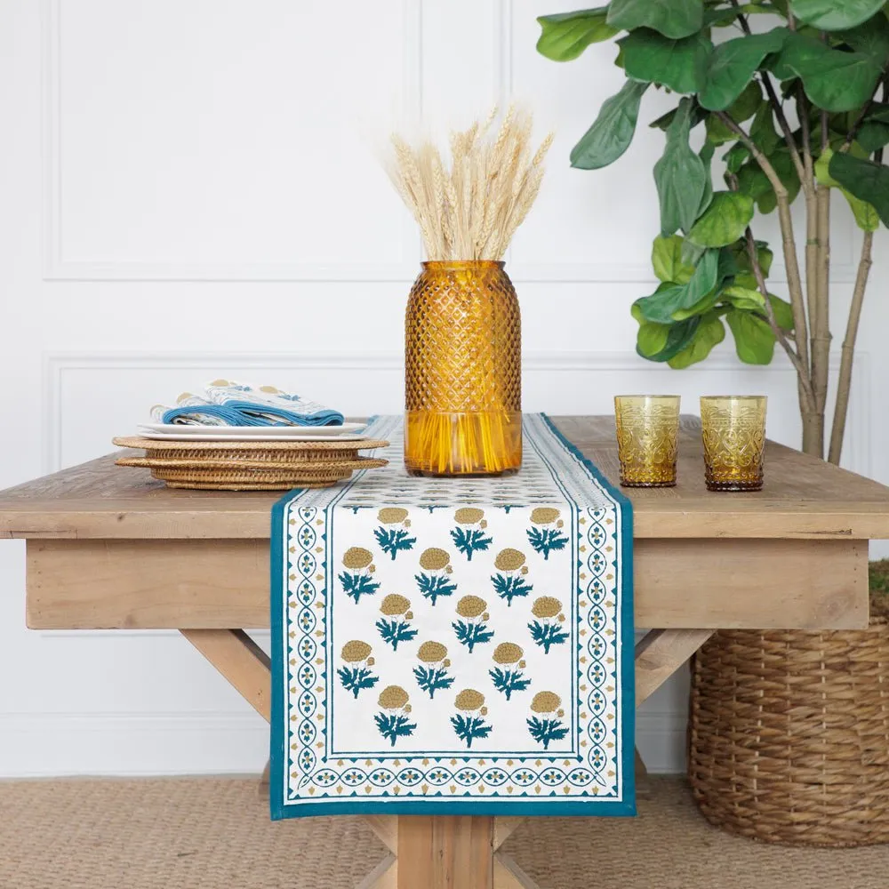 Gaya Teal & Marigold Table Runner