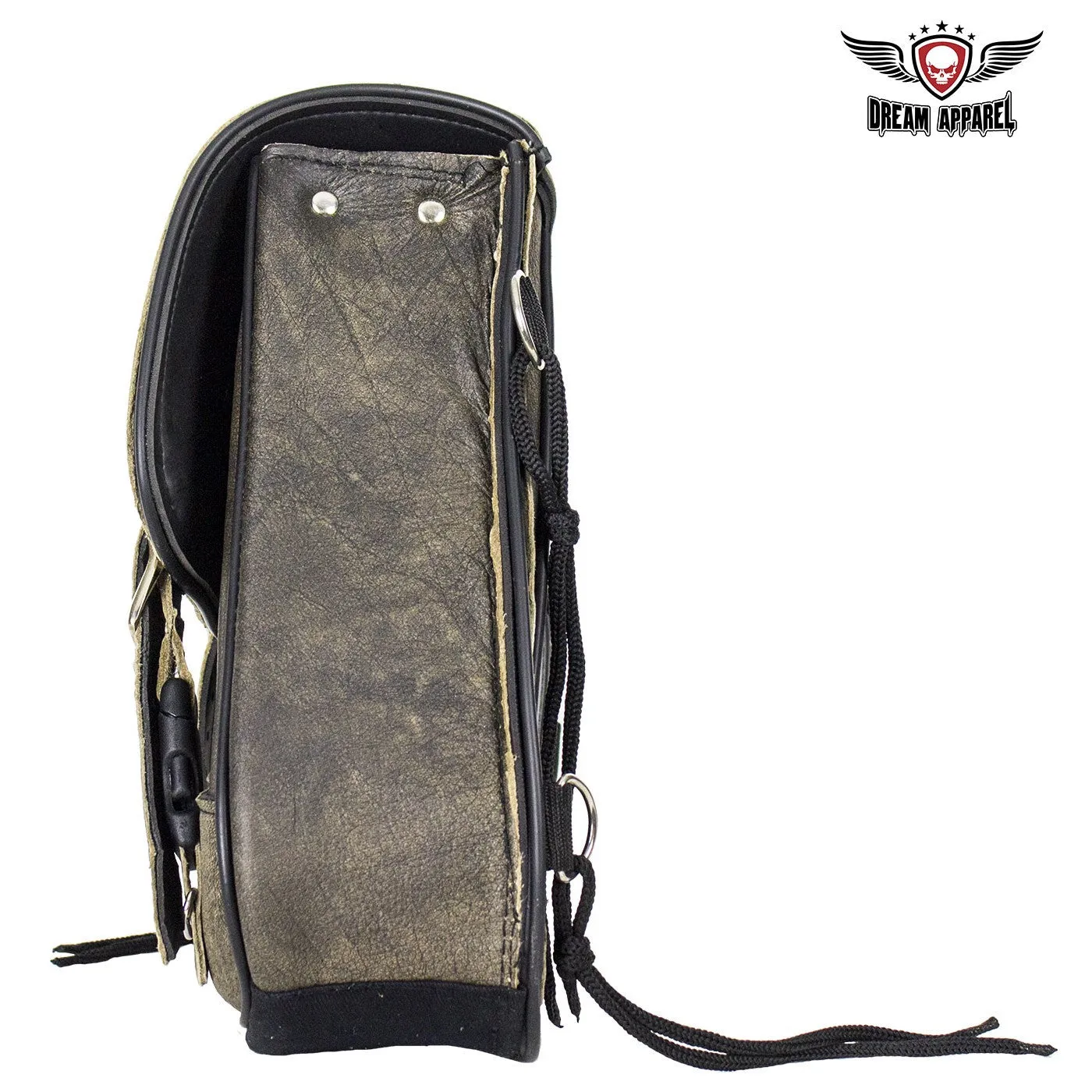 Genuine Distressed Brown Leather Right Side Swing Arm Bag