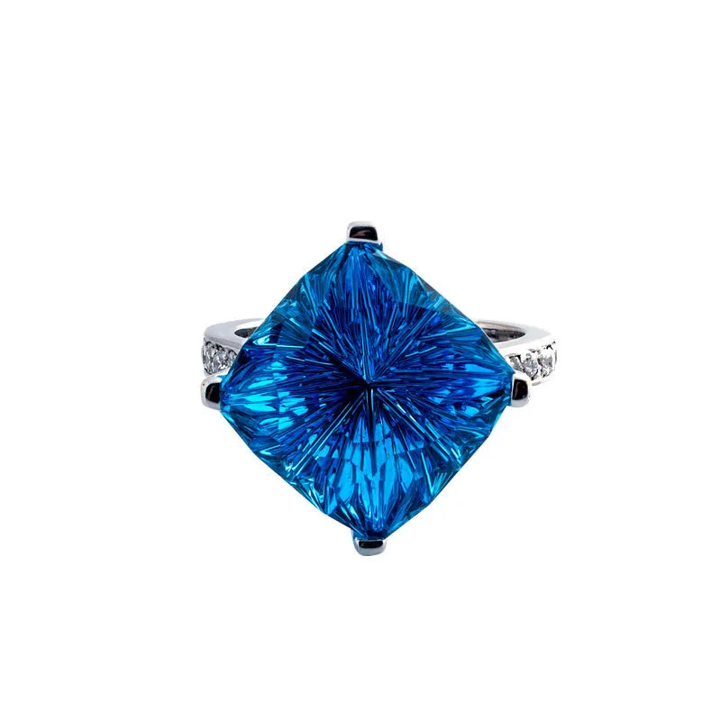 Giardino Collection John Dyer Star Brite Swiss Blue Topaz and Diamond Ring