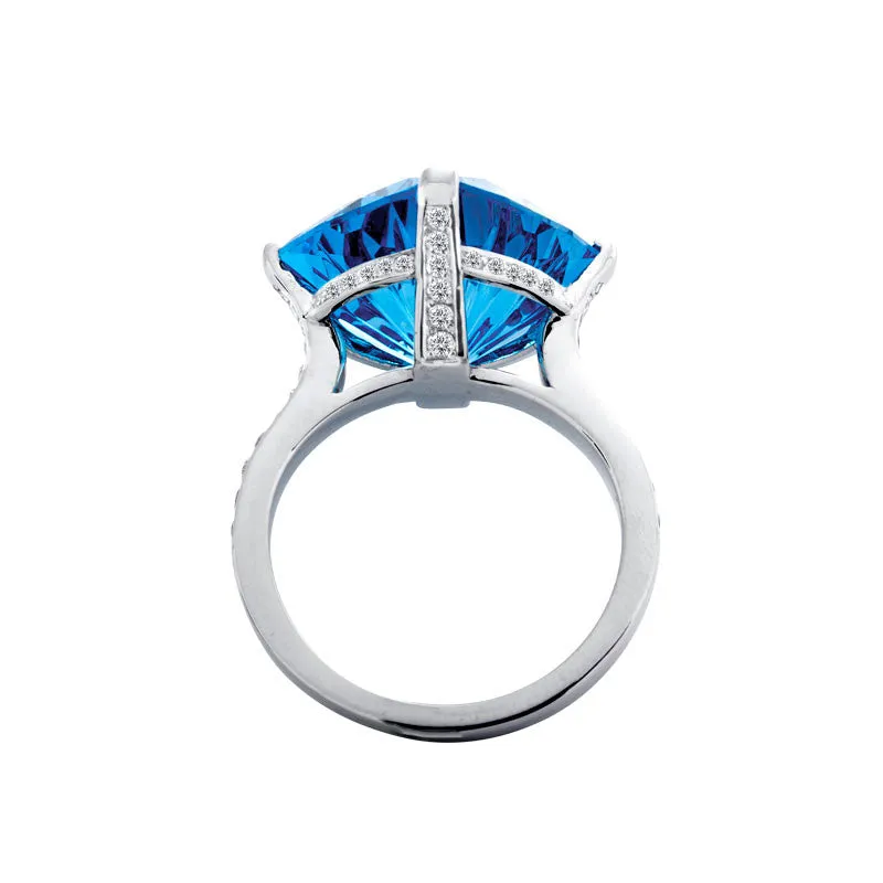 Giardino Collection John Dyer Star Brite Swiss Blue Topaz and Diamond Ring