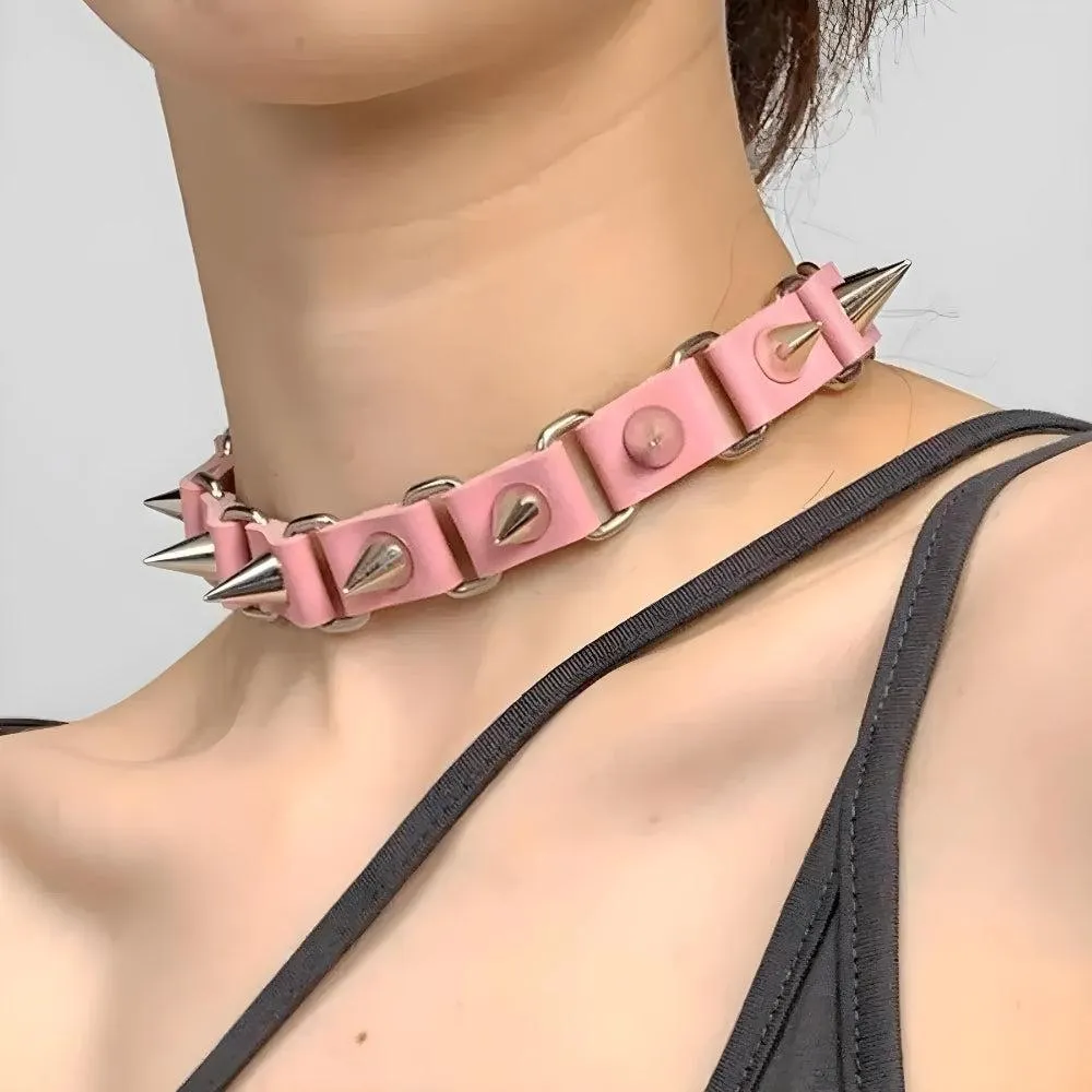 Goth Barbed Choker Collar Necklace