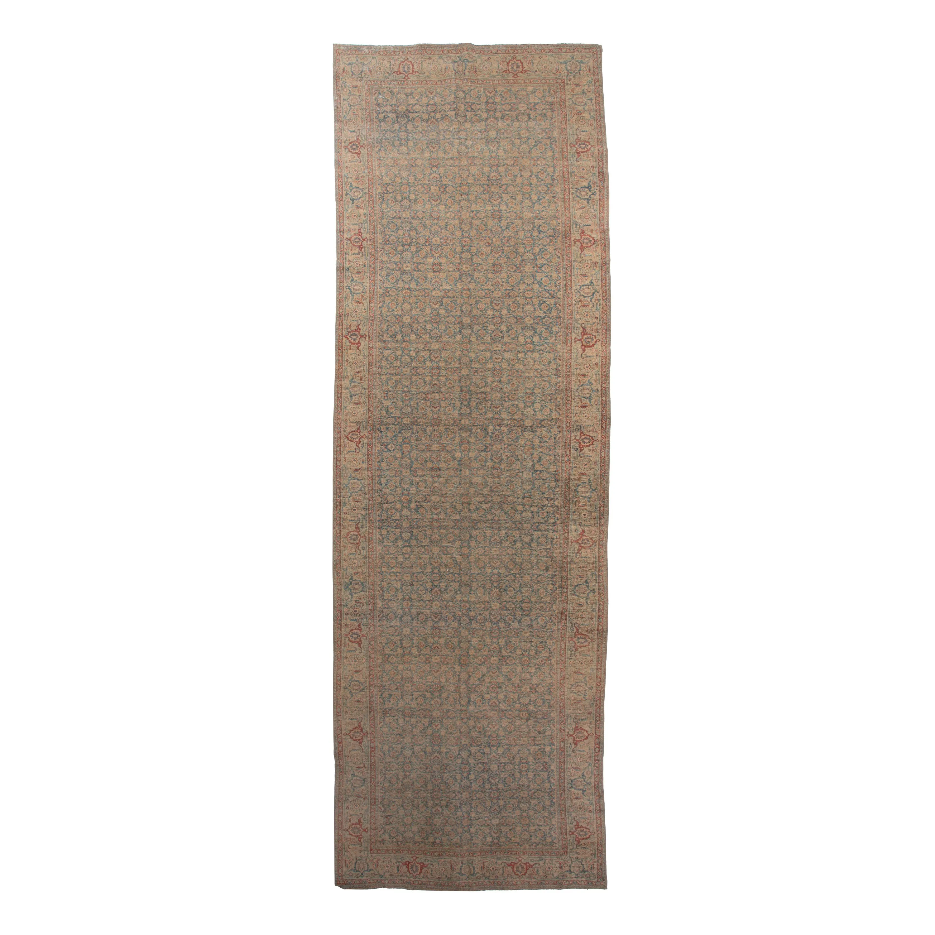 Grey Vintage Traditional Wool Runner - 6'6" x 22'