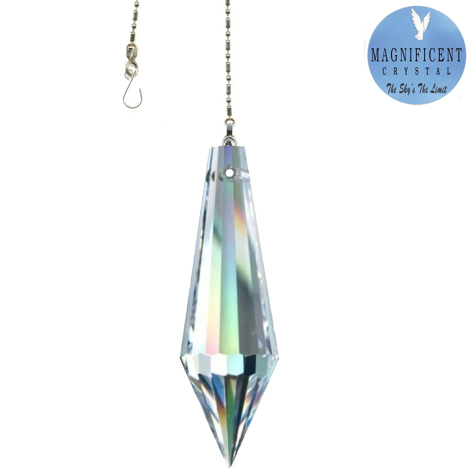 Hanging Crystal Suncatcher 3-in Magnificent Crystal Clear Drop Prism