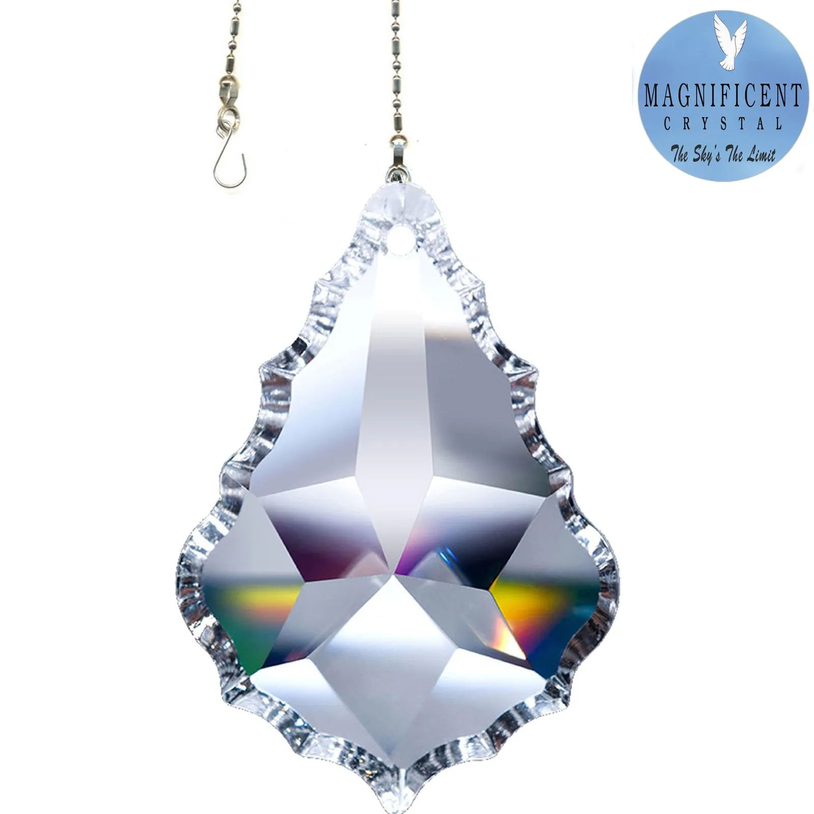 Hanging Crystal Suncatcher 4-in Magnificent Crystal Clear Pendeloque Prism