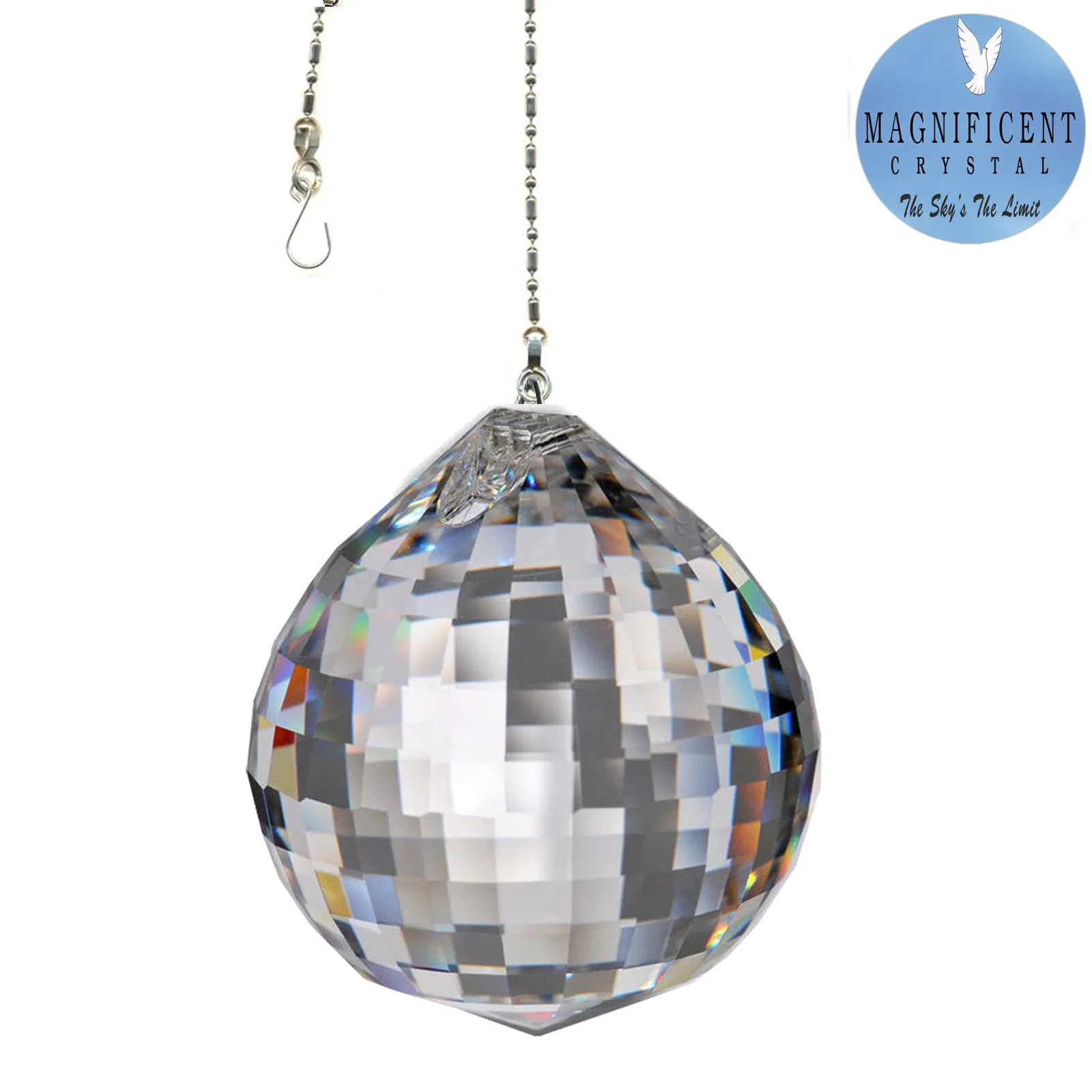 Hanging Crystal Suncatcher 40mm Magnificent Crystal Clear Extra Faceted Ball Prism