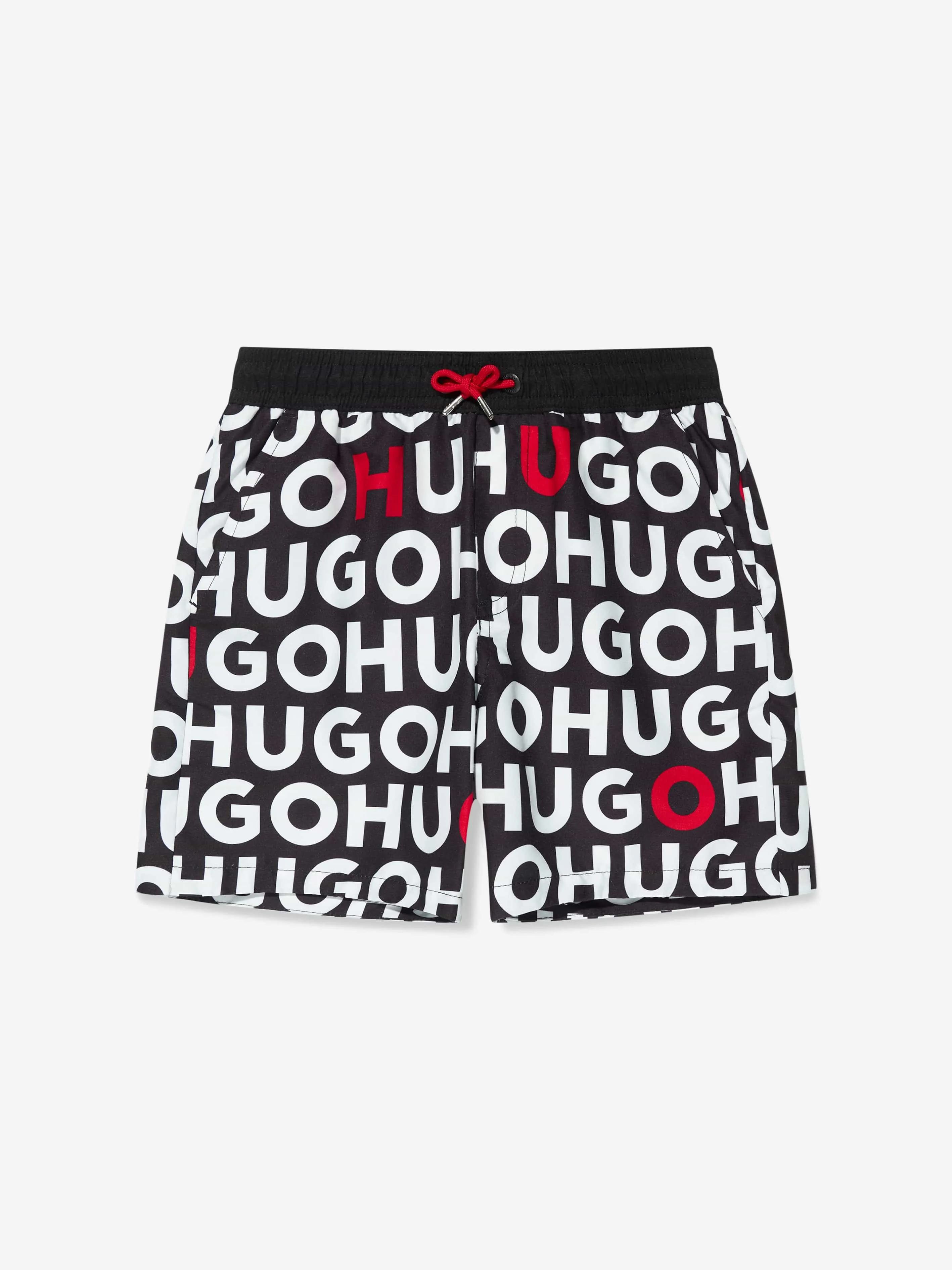 Hugo Boys Monogram Swim Shorts in Black