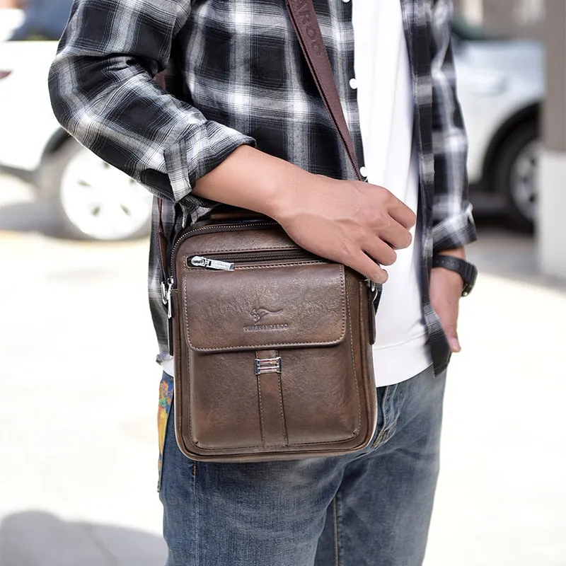 Kangaroo Luxury Brand Men's Shoulder Bag / Vintage Messenger Bag / Leather Men Handbag / Split Leather Crossbody Bags