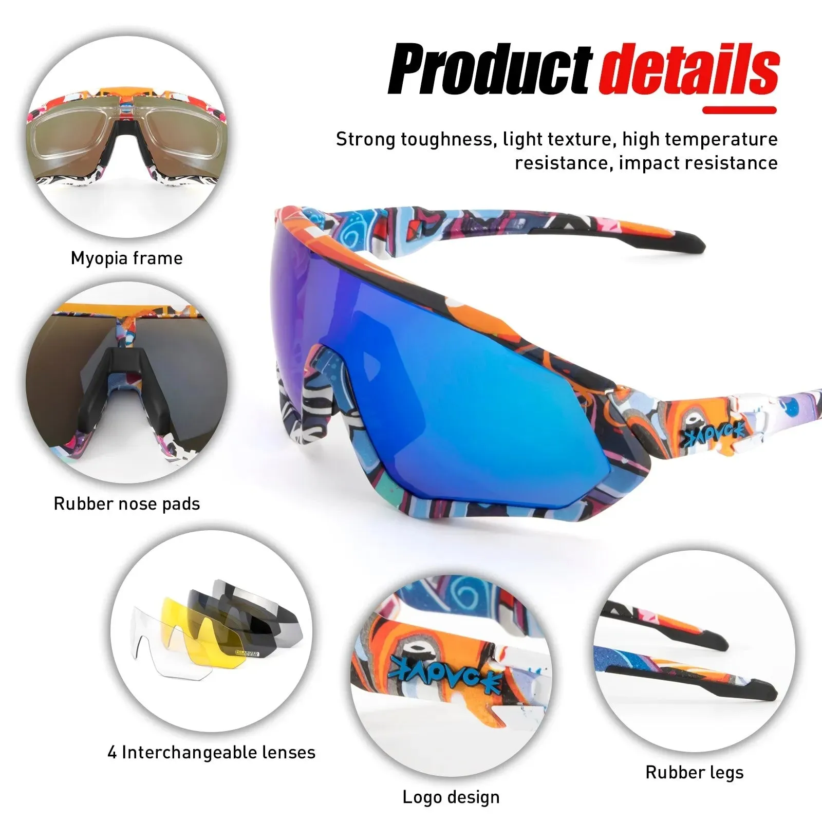 Kapvoe Cycling Sunglasses Polarized Men Women Cycling Glasses Road Mountain Bike Bicycle Goggles Sports Eyewear Fishing