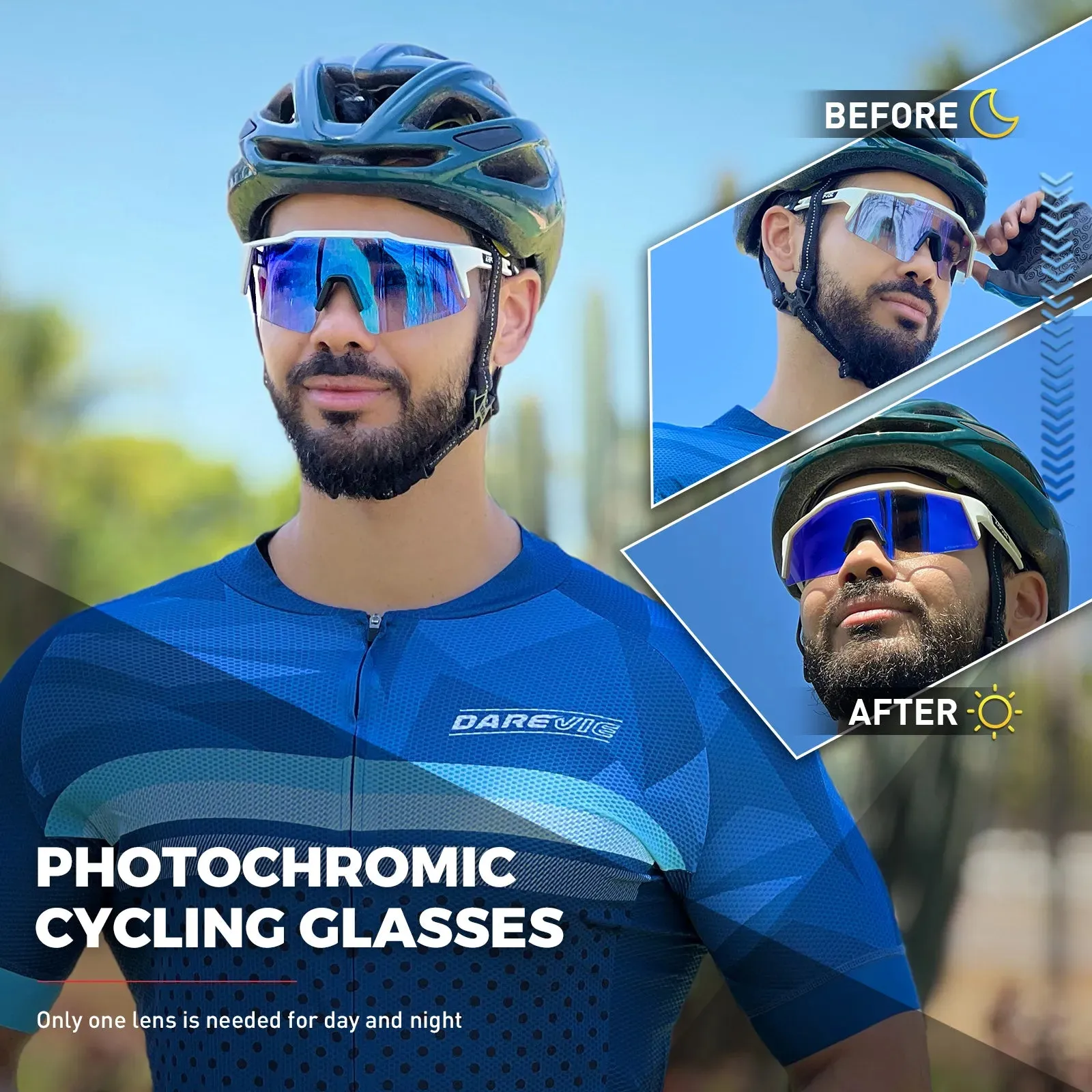 Kapvoe Red Photochromic Cycling Sunglasses Men UV400 Outdoor Bicycle Sunglasses Blue Glasses New Cycl Mountain Goggles Eyewear