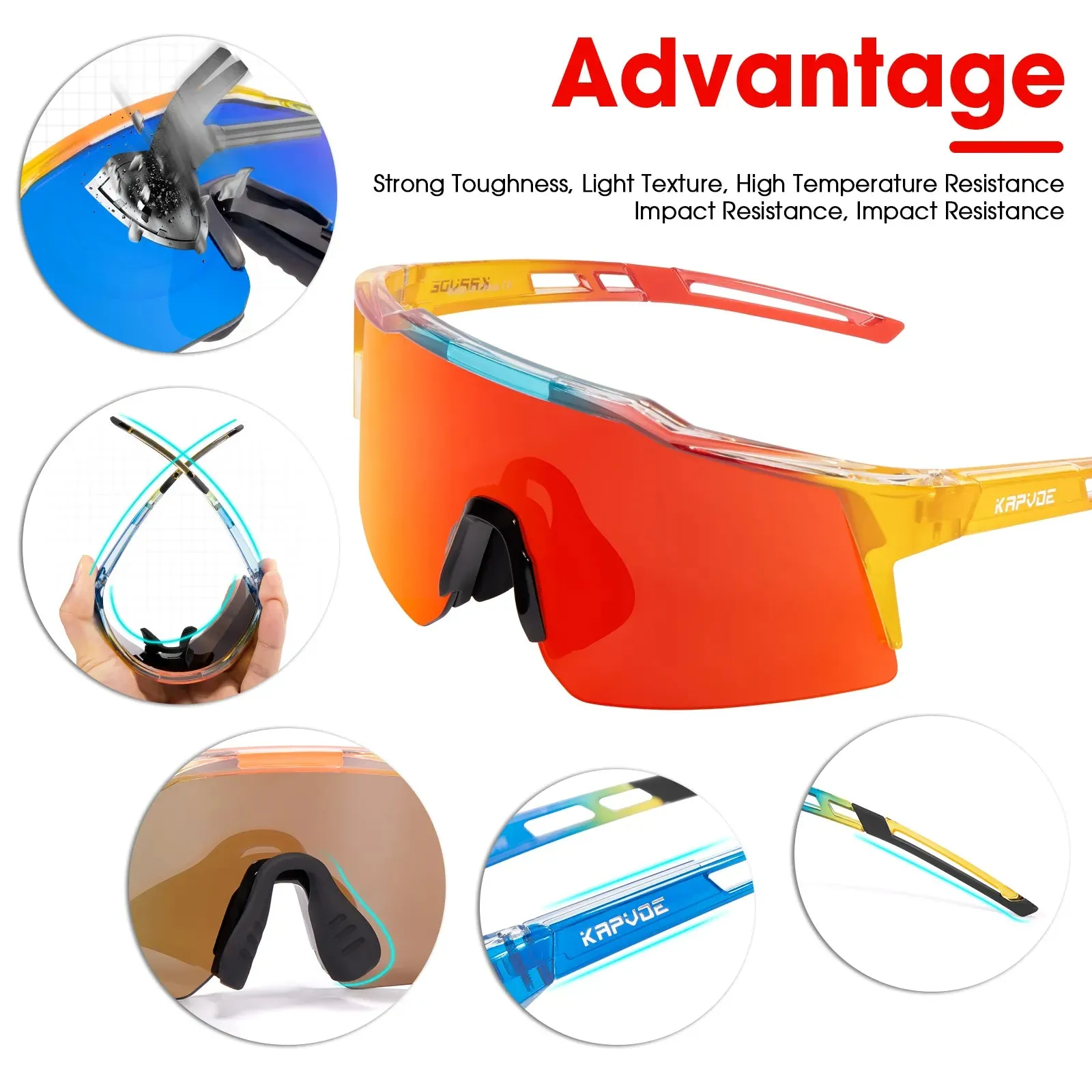 Kapvoe UV400 Kids Cycling Sunglasses Boys Girls Outdoor Bike Eyewear Child Camping Goggles  MTB Fishing Sport Bicycle Glasses