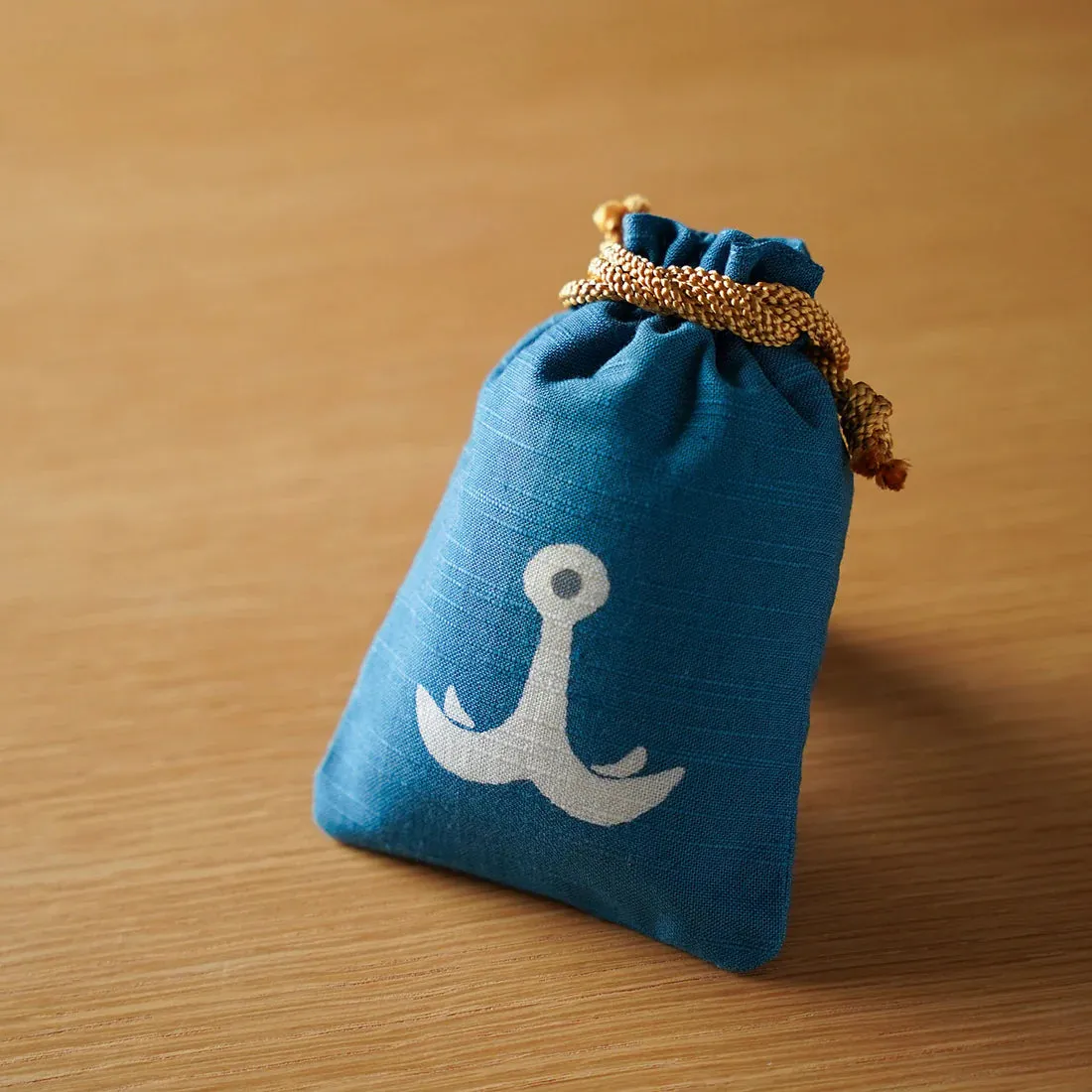 Katazome Small Talisman Bag - Anchor -,  Drawstring Pouch,  Japanese traditional craft bag