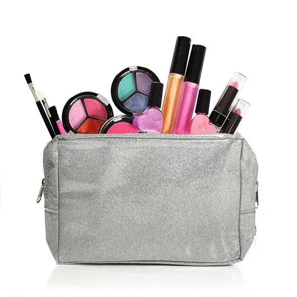 Kids Washable Makeup Set with a Glitter Cosmetic Bag