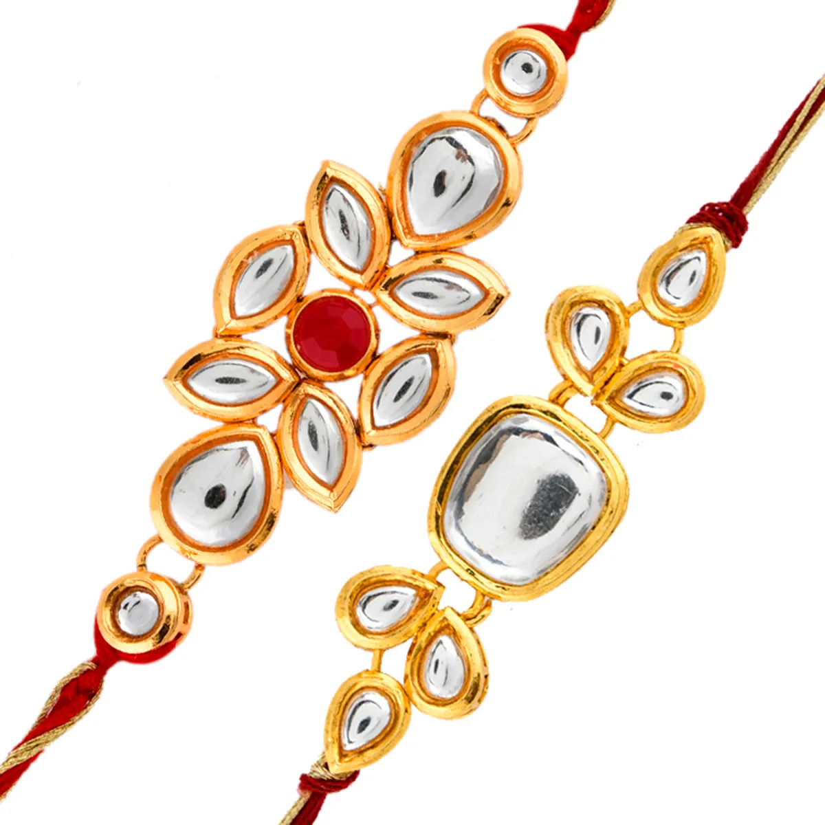 Kundan Polki Ethnic Studded Thread Rakhi - Voylla