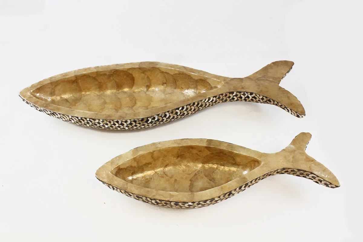 Large Gold & Brown Fish Tray