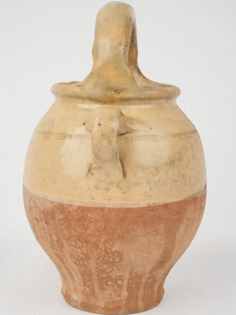 Late 19th-Century Provençal Terracotta Lidded Water Jug w/ cream beige 10¾"