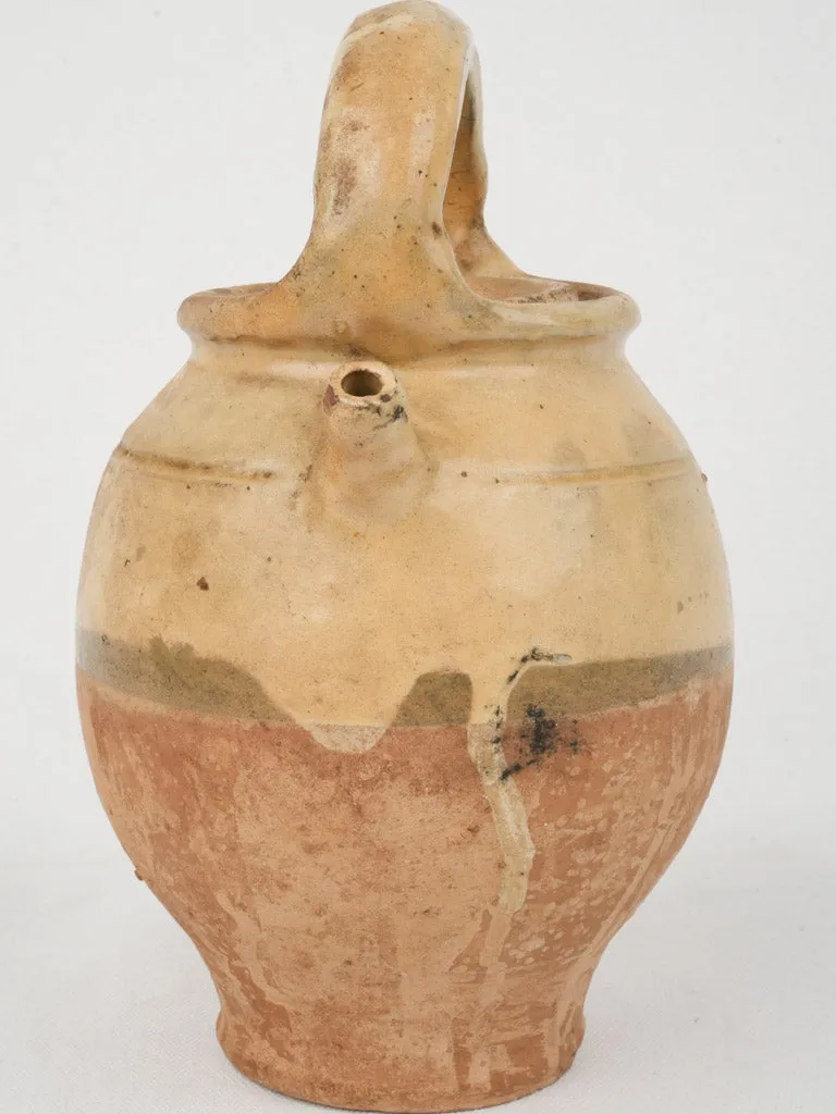 Late 19th-Century Provençal Terracotta Lidded Water Jug w/ cream beige 10¾"