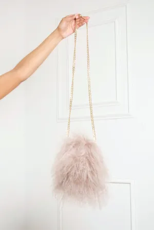 Lavender small Genuine Mongolian Fur Chain purse