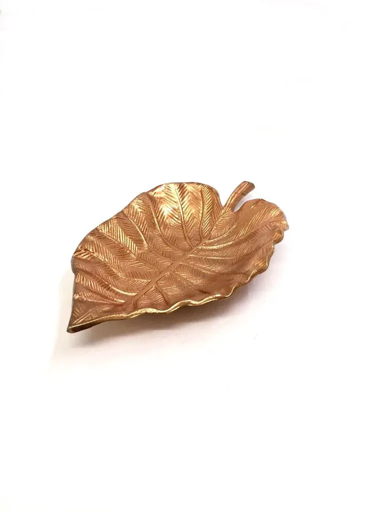 Leaf Platters Serve Dry Snacks Table Décor Metal Craftsmanship By Tamrapatra