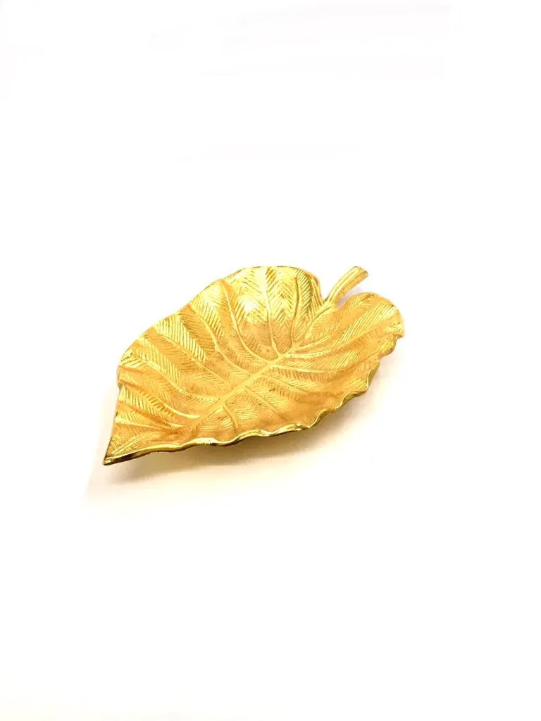 Leaf Platters Serve Dry Snacks Table Décor Metal Craftsmanship By Tamrapatra