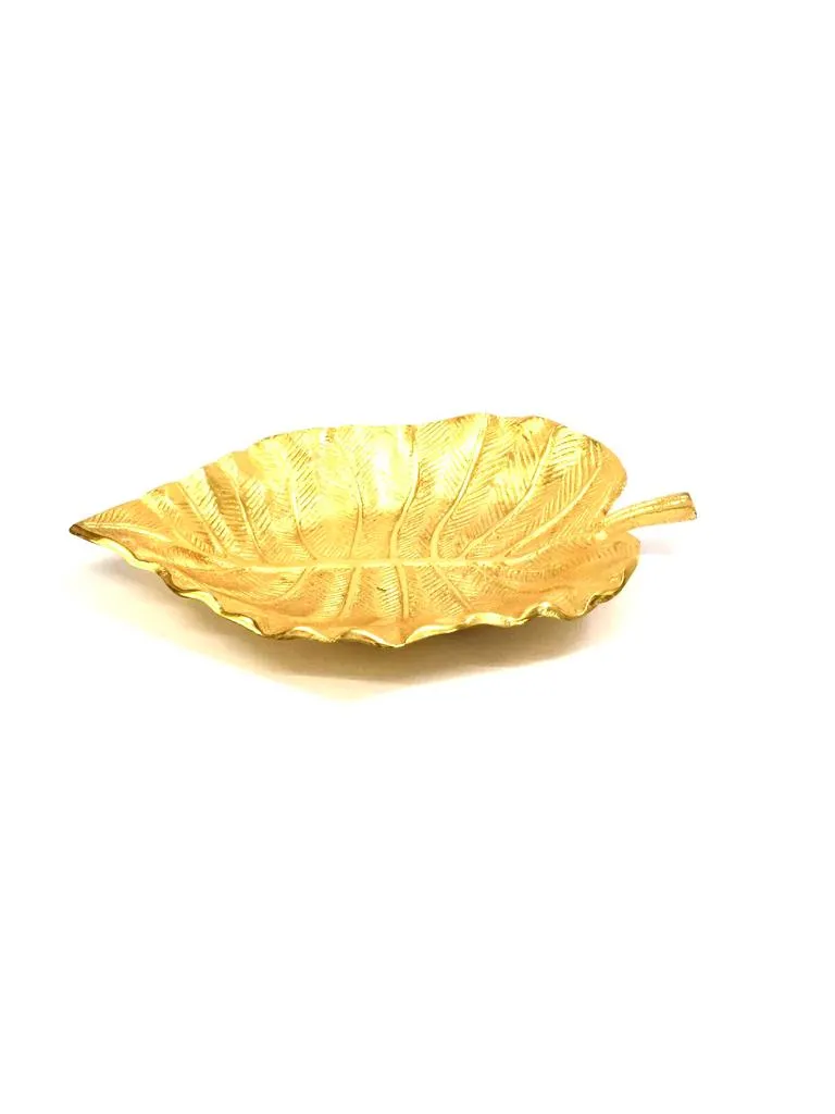 Leaf Platters Serve Dry Snacks Table Décor Metal Craftsmanship By Tamrapatra