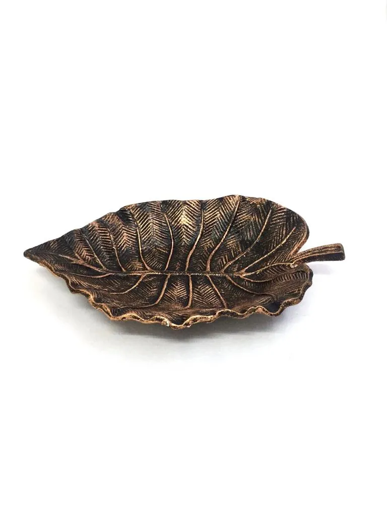 Leaf Platters Serve Dry Snacks Table Décor Metal Craftsmanship By Tamrapatra