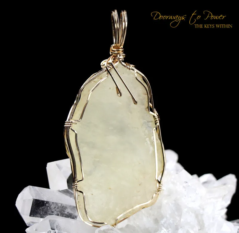 Libyan Desert Glass Crystal Pendant 14k (Big)