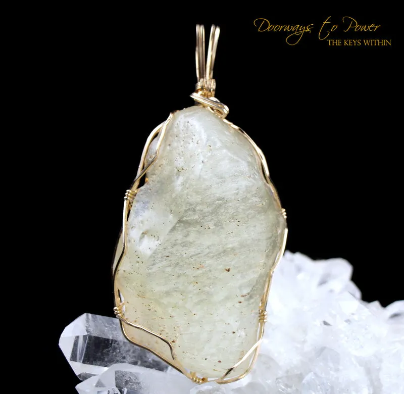 Libyan Desert Glass Crystal Pendant 14k (Big)