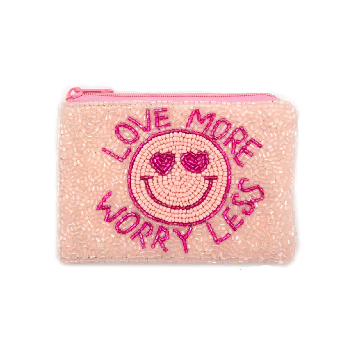 Love More Worry Less Beaded Coin Bag