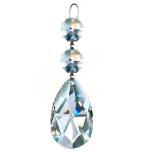 Magnificent Crystal Almond Prism 1.5-inches Clear, 2 Crystal Beads