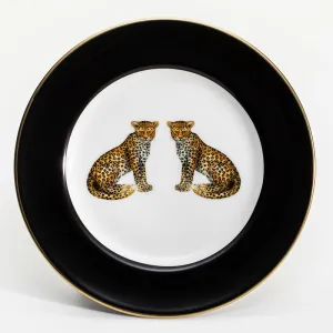 Magnificent Wildlife Twin Leopards Black 8" Plate