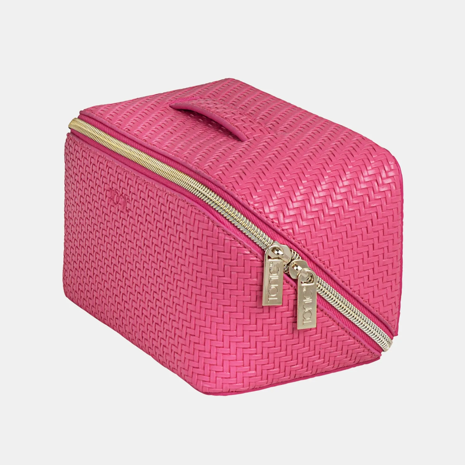 Medium Beauty Bag - Herringbone Raspberry