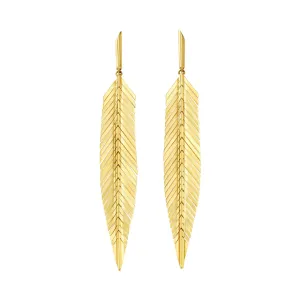 Medium Gold Feather Earrings by Cadar