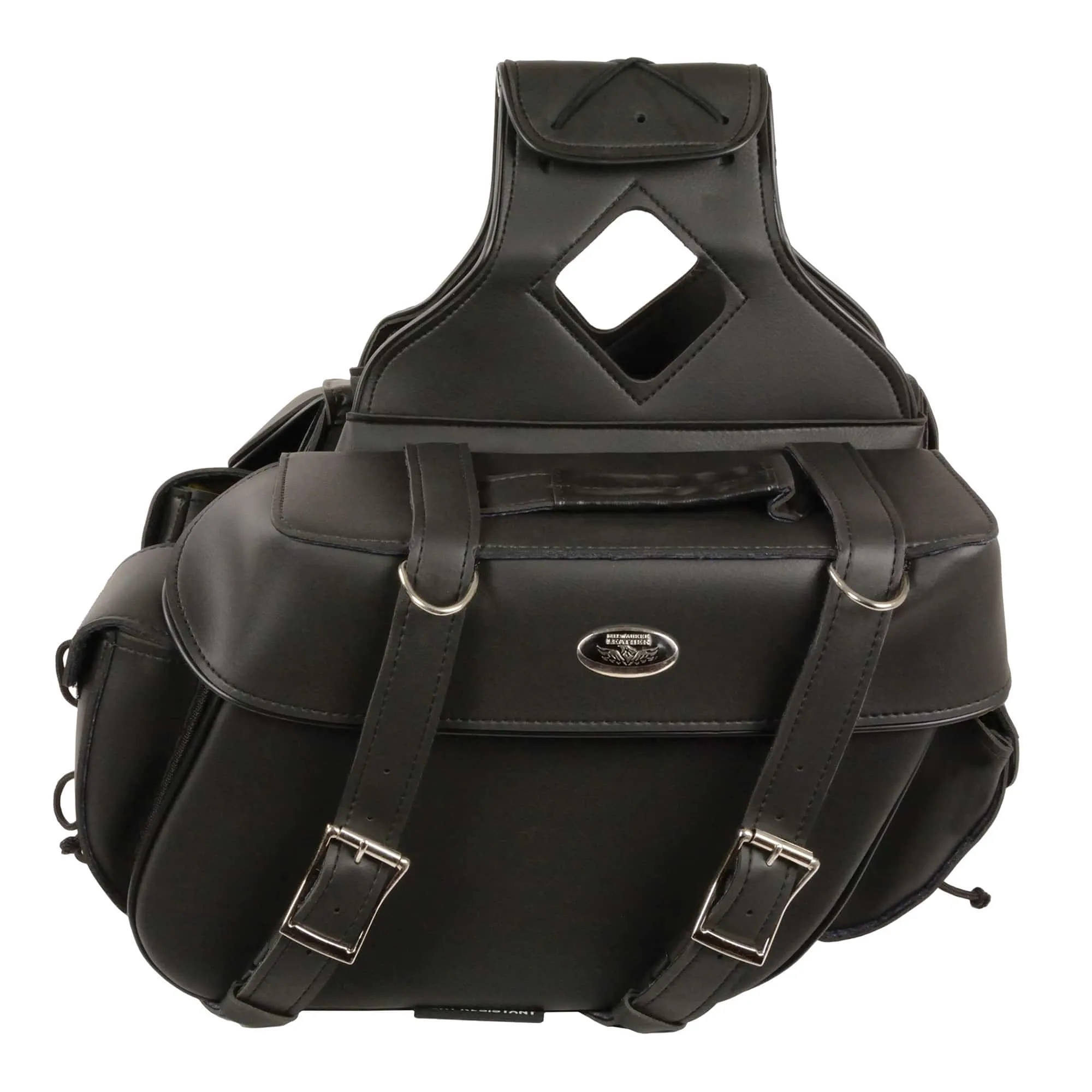 Medium Zip-Off PVC Throw Over Riveted Saddle Bag (13X10X5X20)