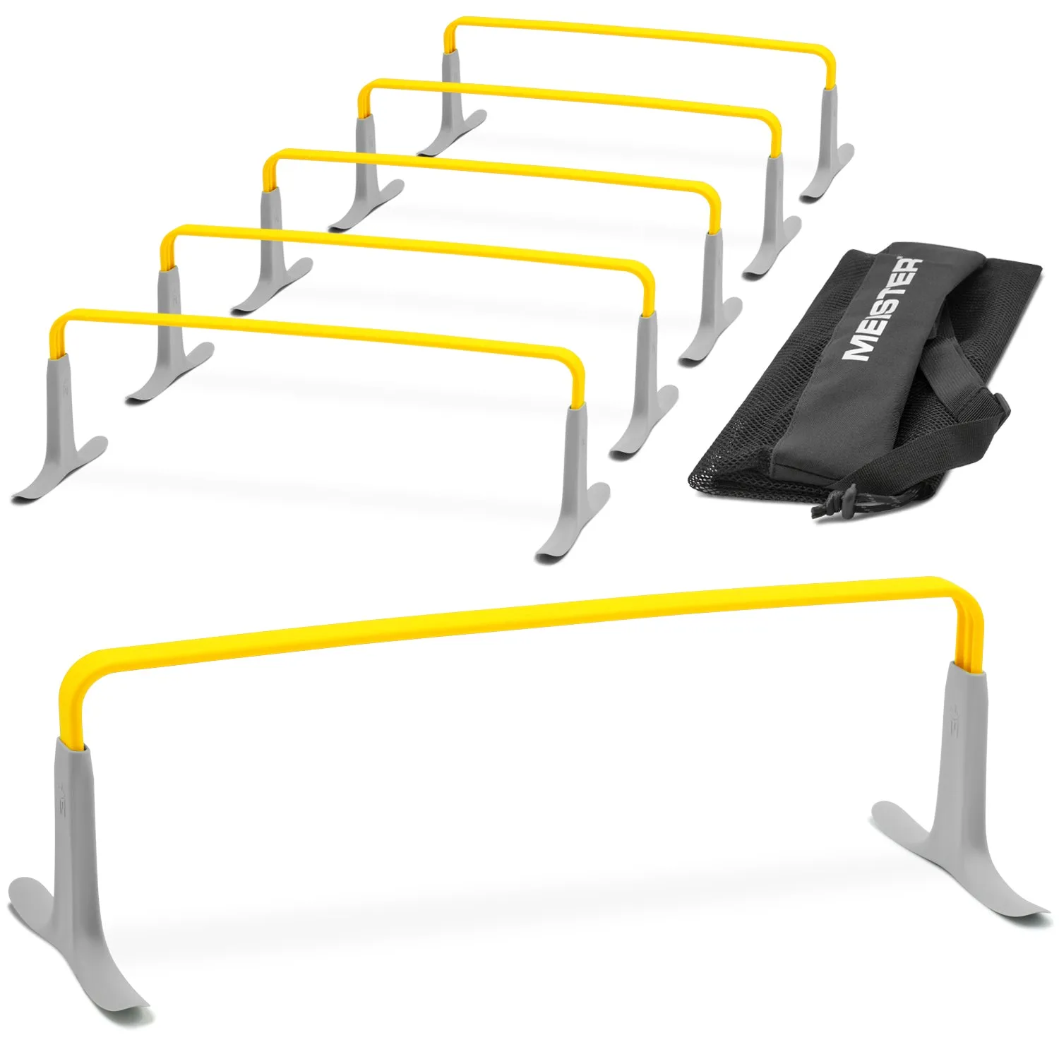 Meister ZoomFlex 6" Agility Hurdles - 6 Pack w/ Carry Bag - Electric Yellow