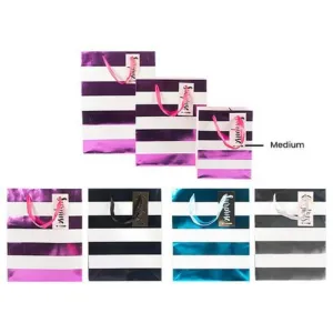 Metallic Stripe Medium Gift Bag - 18cm x 23cm x 10cm