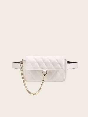 Mini Chain Decor Quilted Fanny Pack