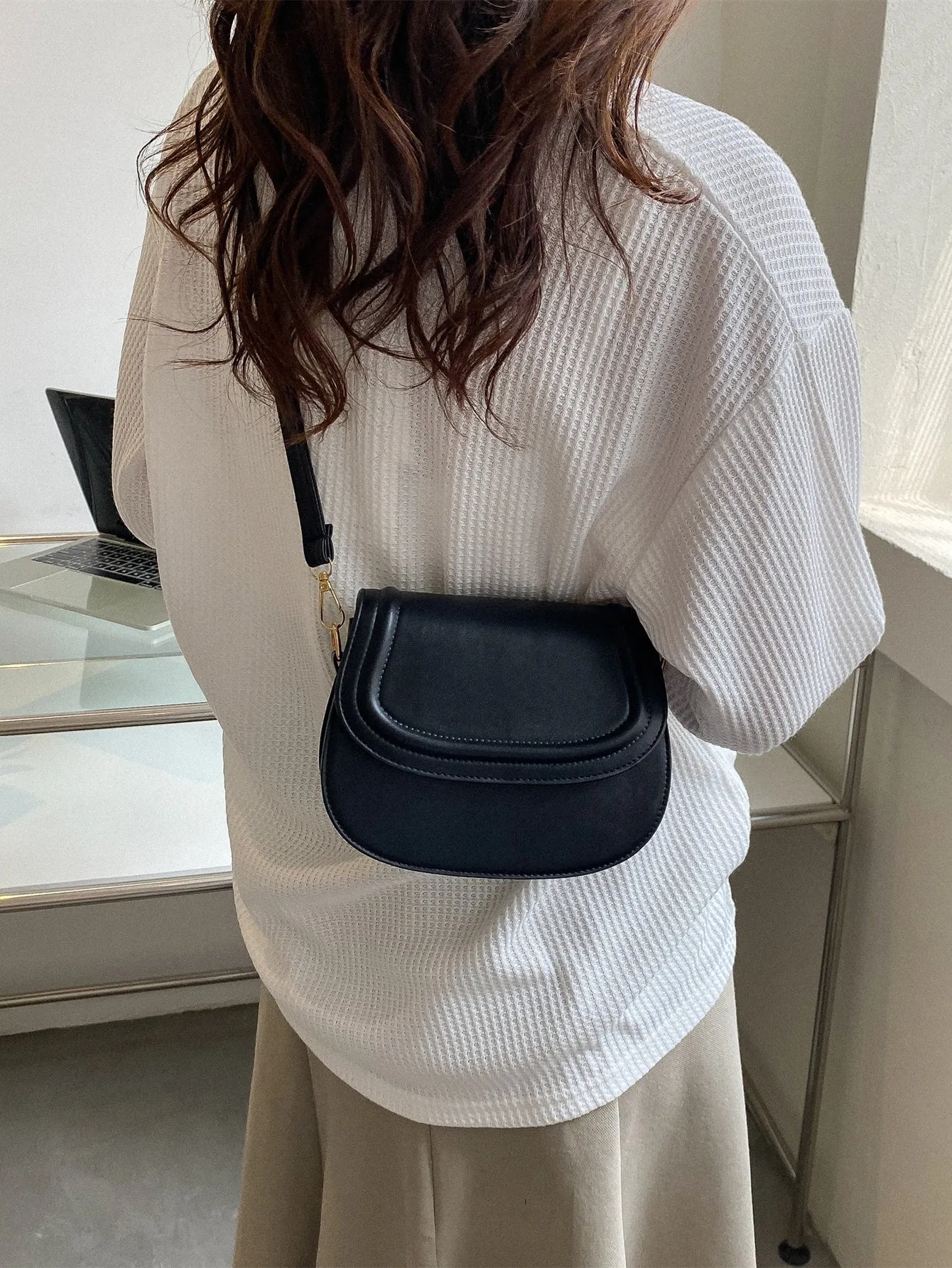 Mini Minimalist Flap Saddle Bag