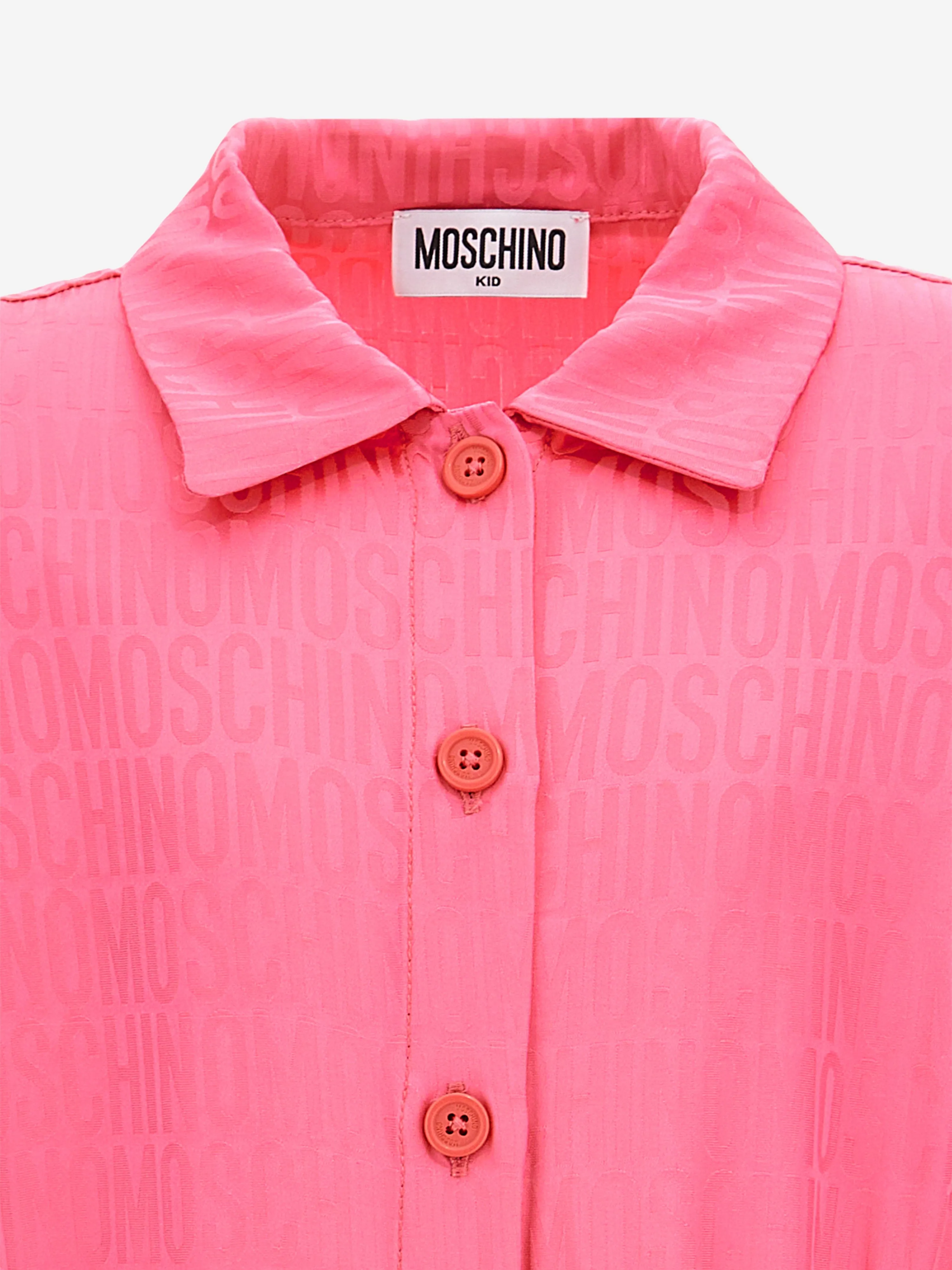 Moschino Girls Logo Shirt Dress in Pink