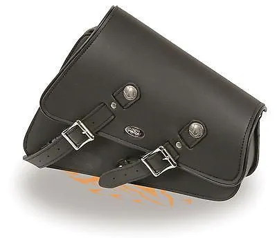 MOTORCYCLE SWING ARM SADDLEBAG PLAIN TWO STRAP WITH BUFFALO NICKEL LEFT SIDE