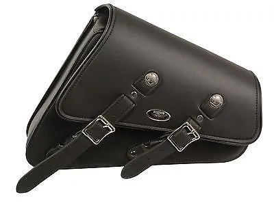 MOTORCYCLE SWING ARM SADDLEBAG PLAIN TWO STRAP WITH BUFFALO NICKEL LEFT SIDE