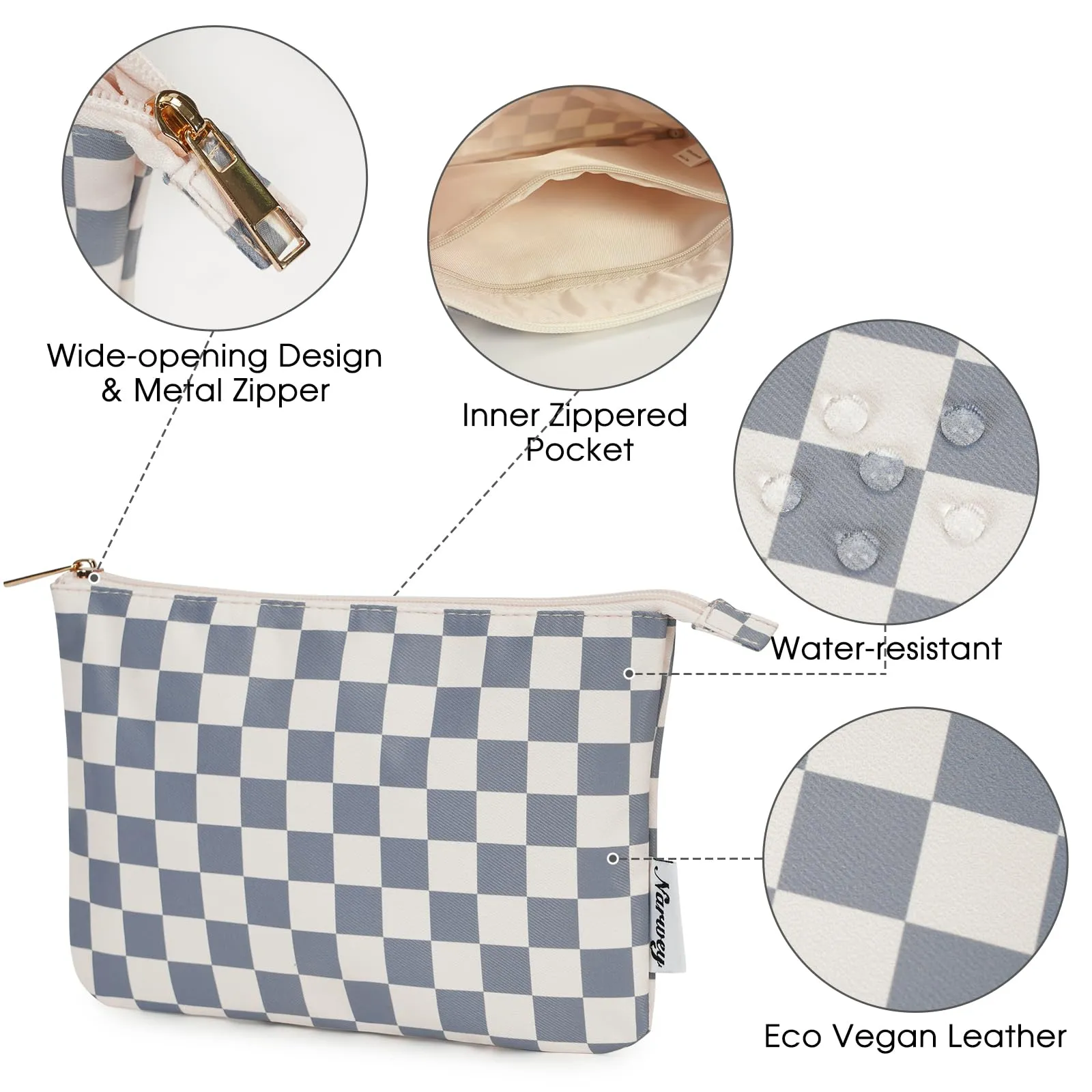 NARWEY Vegan Leather Travel Makeup Pouch - NW5808