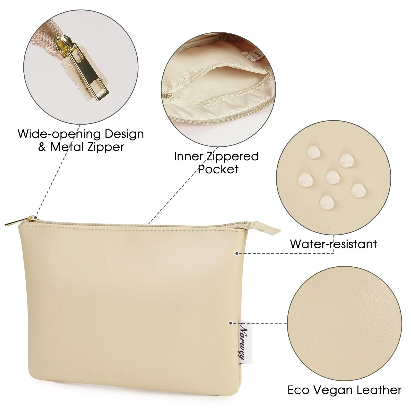 NARWEY Vegan Leather Travel Makeup Pouch - NW5808