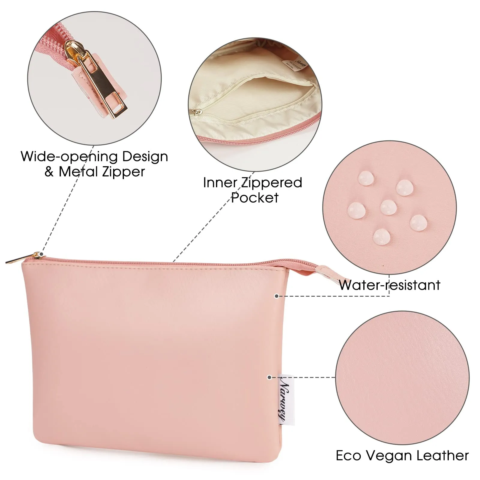 NARWEY Vegan Leather Travel Makeup Pouch - NW5808