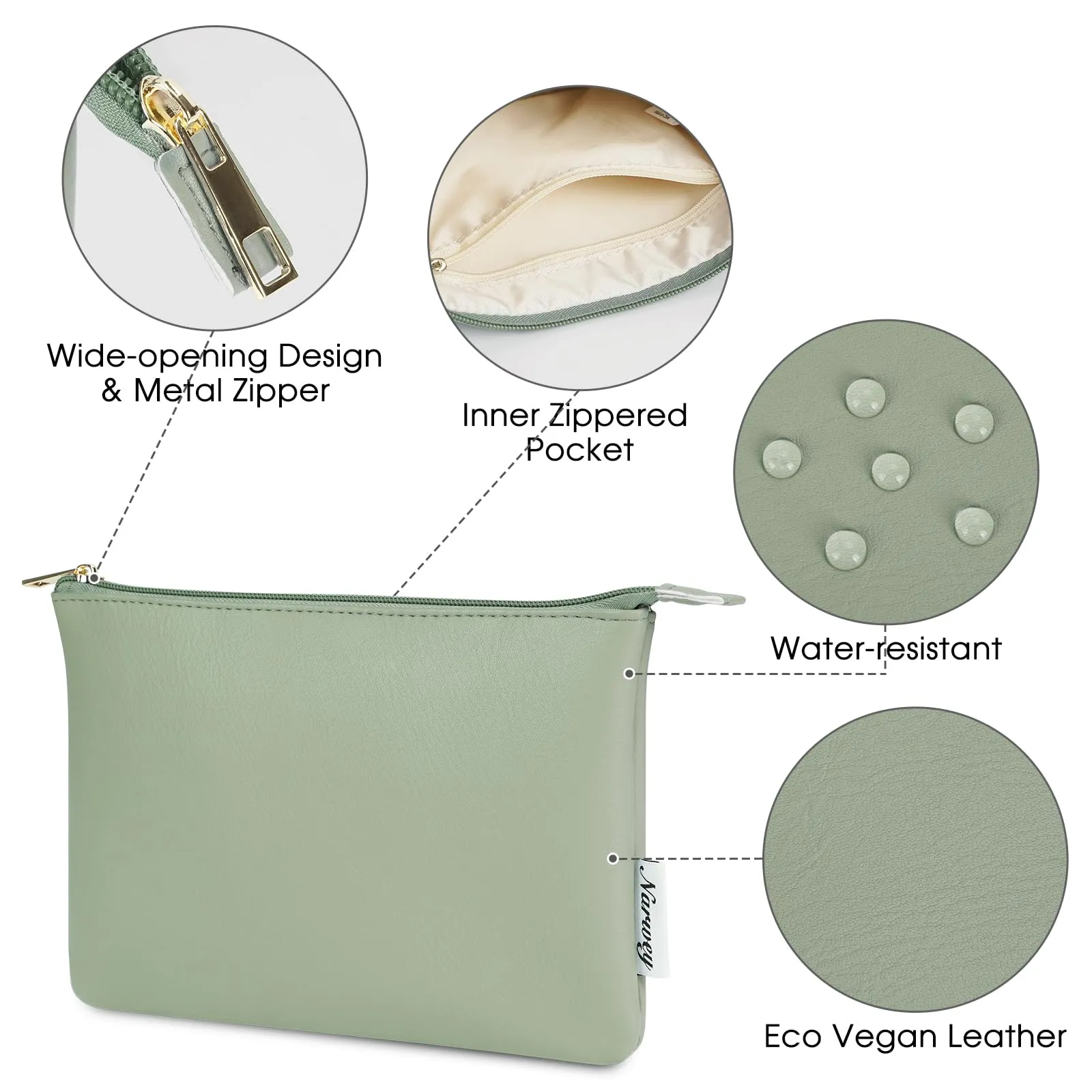 NARWEY Vegan Leather Travel Makeup Pouch - NW5808