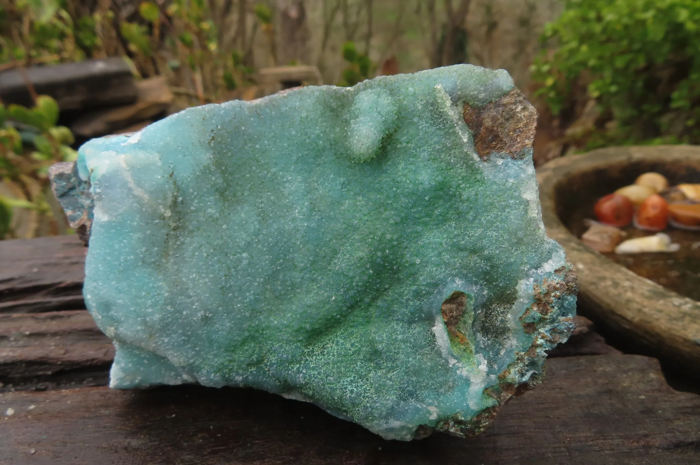 Natural Crystalline Drusy Chrysocolla Specimens x 2 From Kulukuluku, Congo