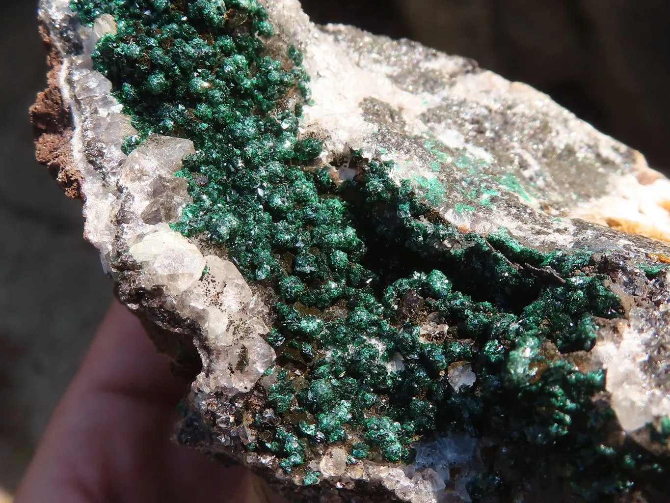 Natural Rare Ball Malachite On Drusy Quartz & Dolomite Matrix Specimens x 2 From Kambove, Congo