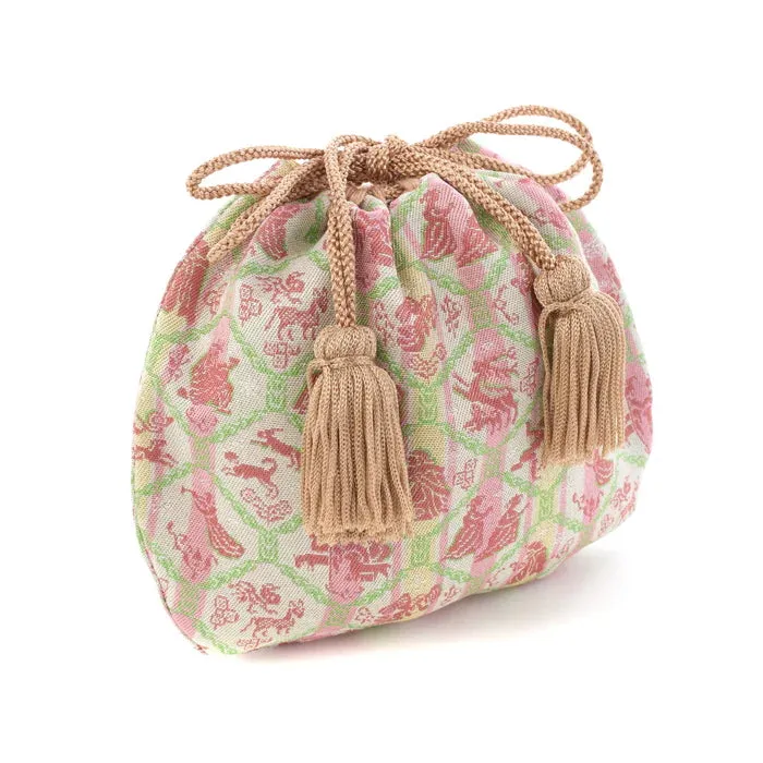 Nishijin-ori Small Drawstring Bag - The birth of Jesus Christ -,  Made in Kyoto, Japan,  Japanese traditional craft purse